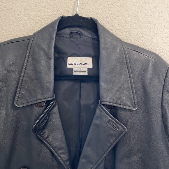 ♥️ David Benjamin 100% Leather jacket/coat size 10 Black - Picture 2 of 5